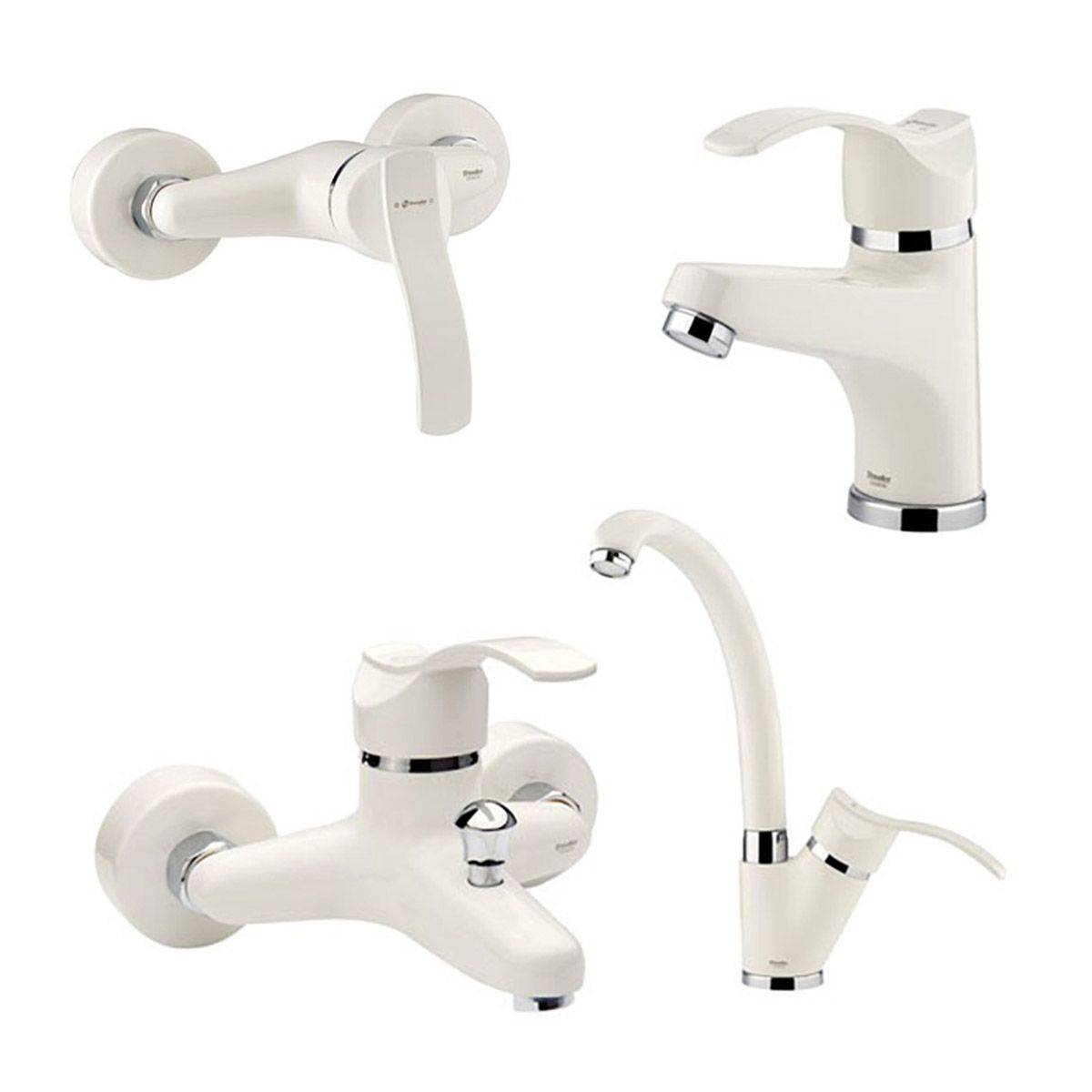 ست شیرآلات اپال شیری کروم شودر