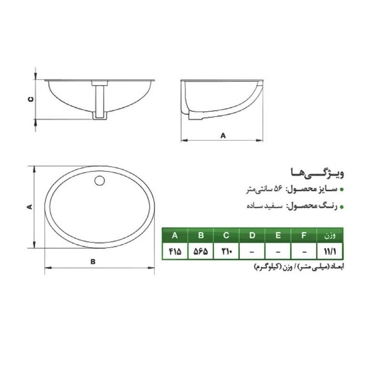روشویی زیر سنگی رگال چینی کرد