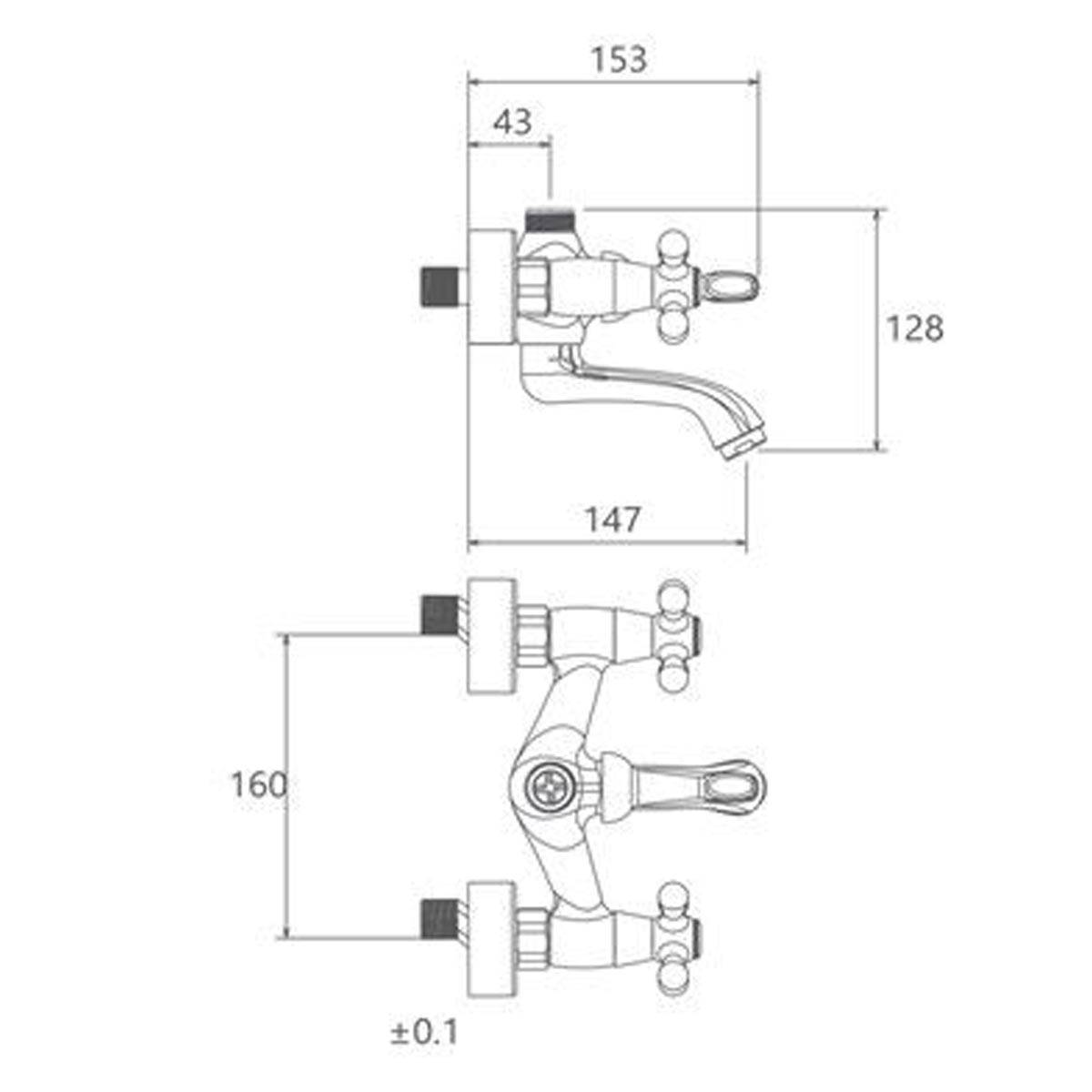 شیر حمام باروک پلاس طلایی مات شودر