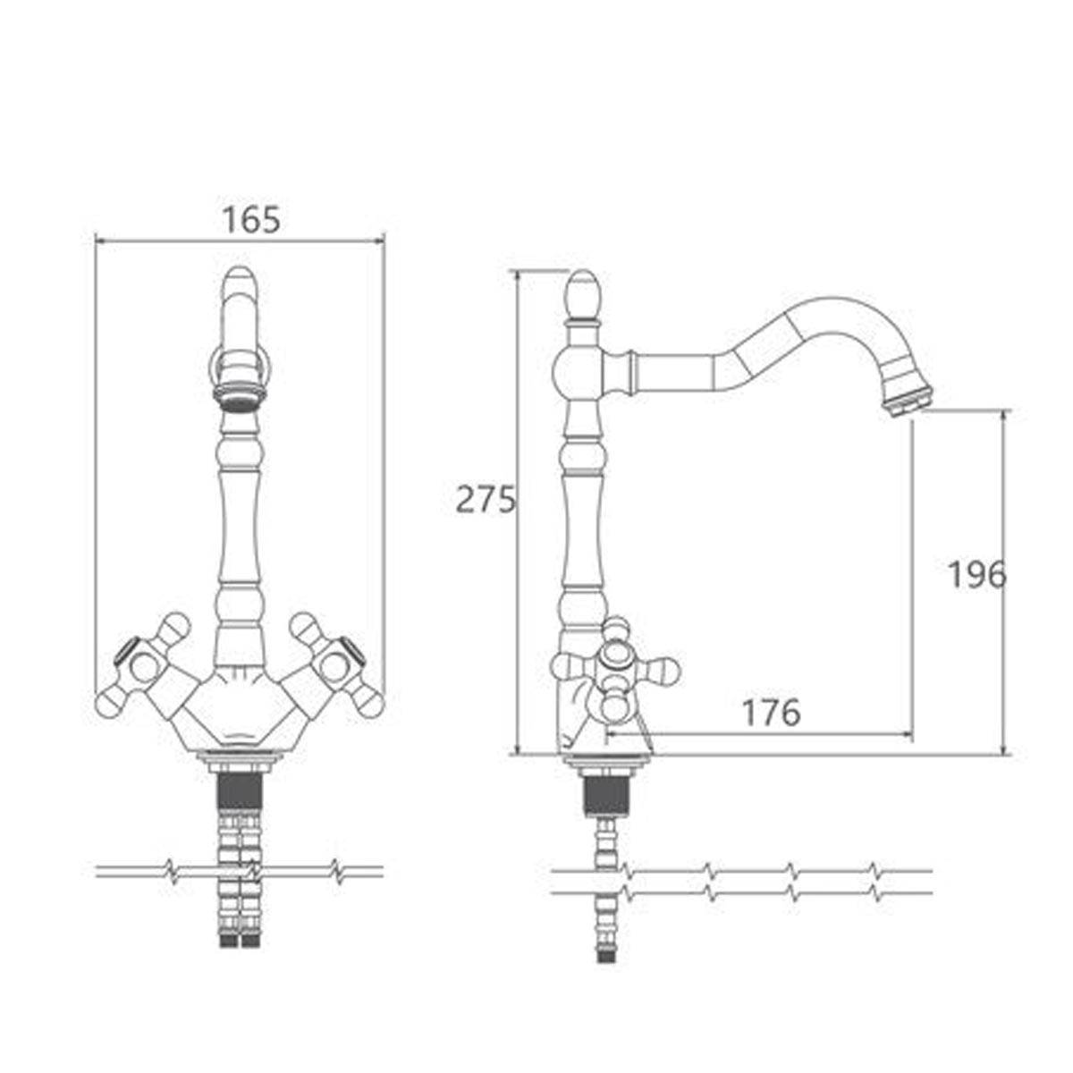 شیر روشویی باروک پلاس طلایی مات شودر
