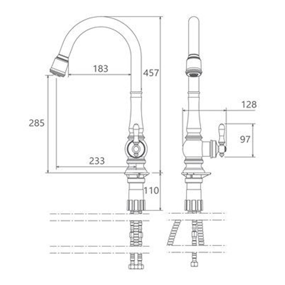 شیر آشپزخانه شاوری بیزانس طلایی مات شودر