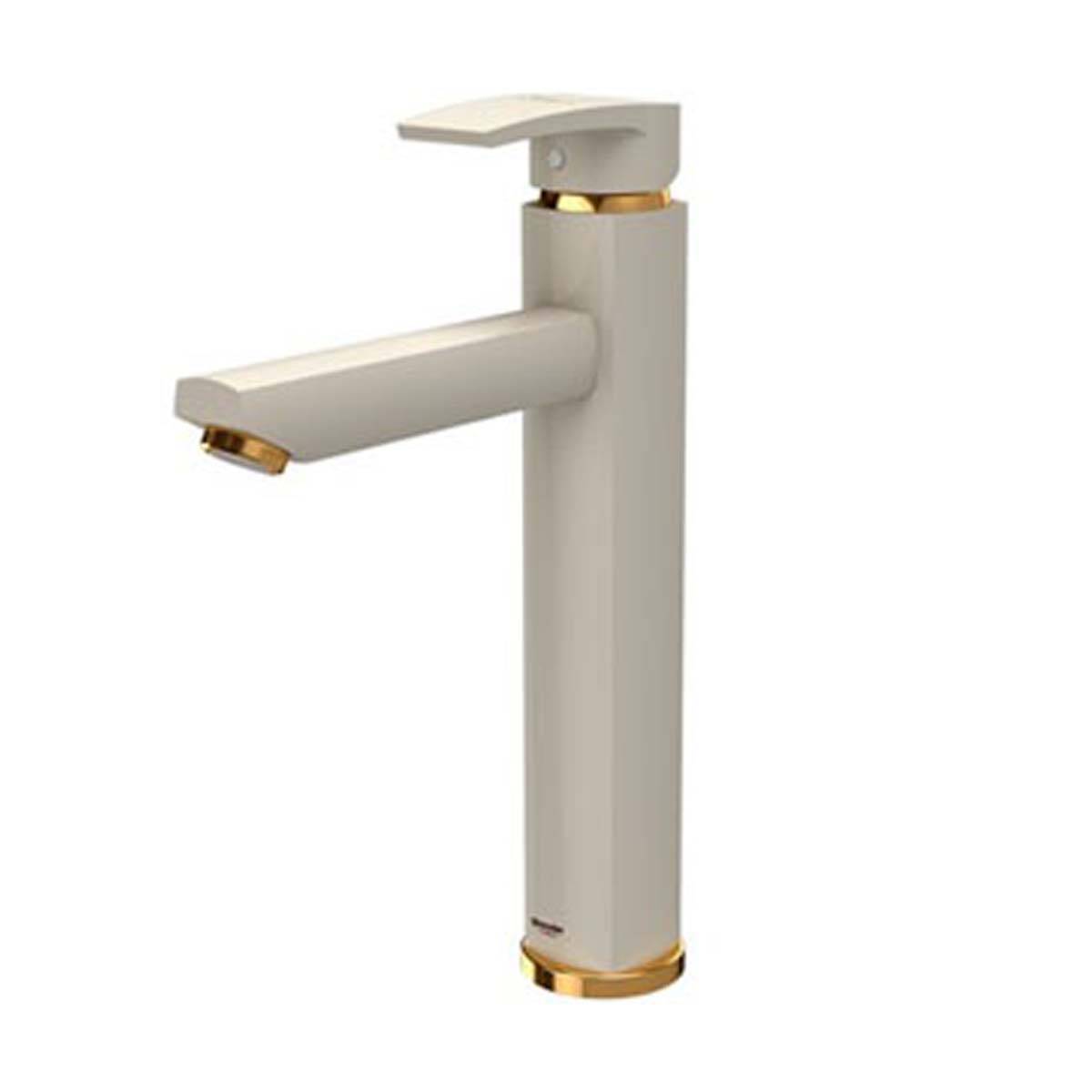 شیر روشویی پایه بلند یونیک پلاس شیری طلایی شودر