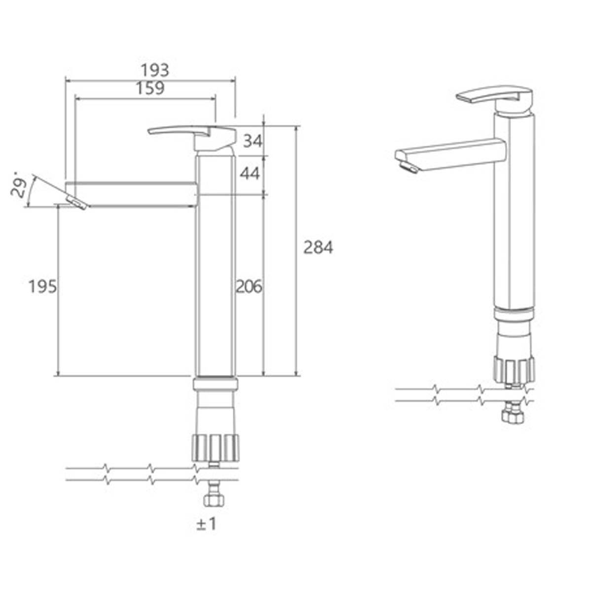 شیر روشویی پایه بلند یونیک پلاس شیری طلایی شودر