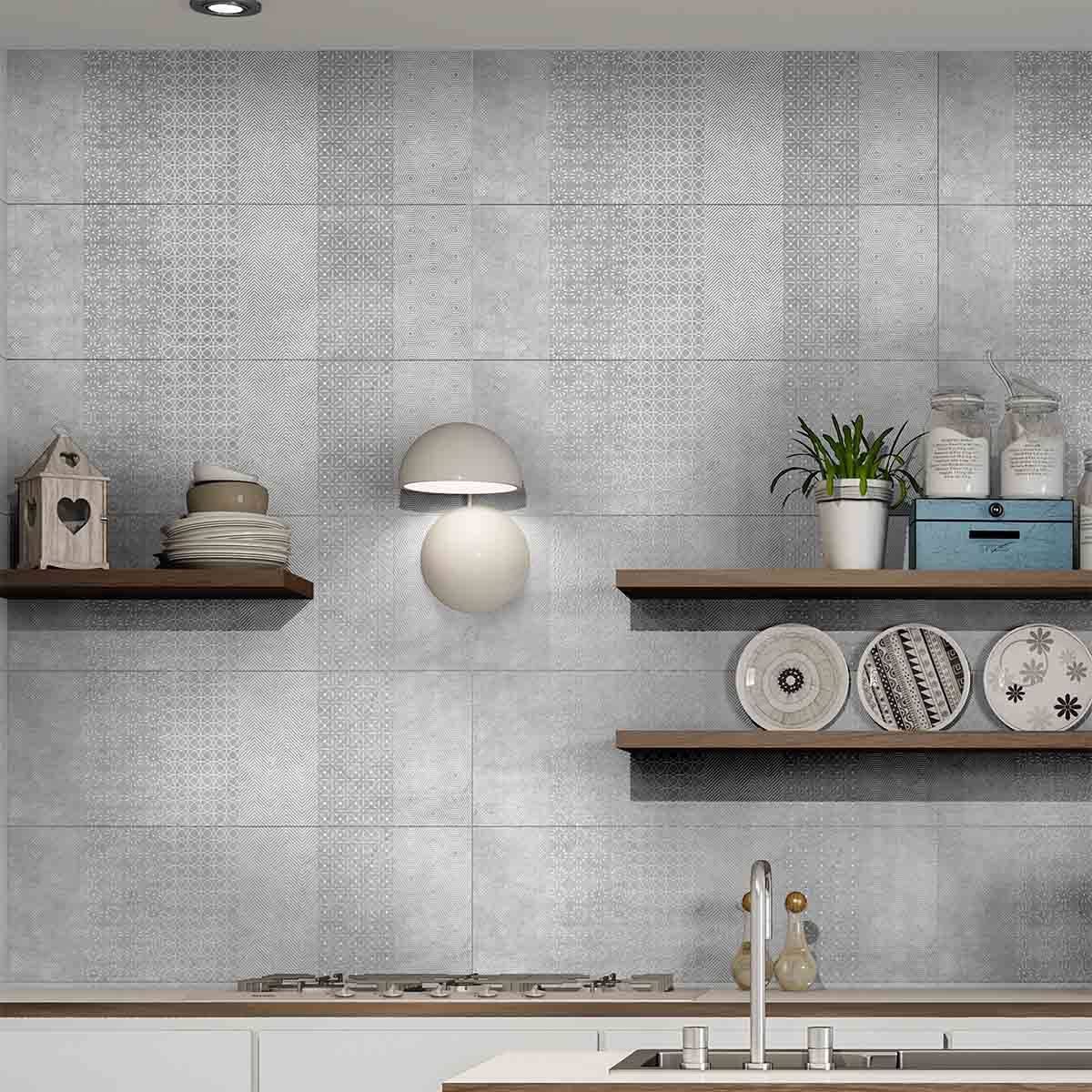 کاشی مینبو طوسی روشن گل دار پارس اسپان