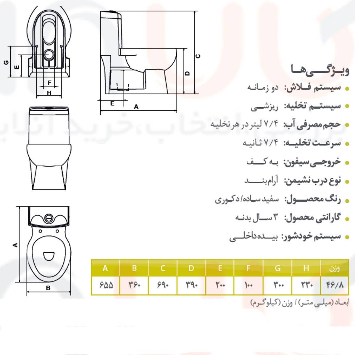 توالت فرنگی لوییزا چینی کرد