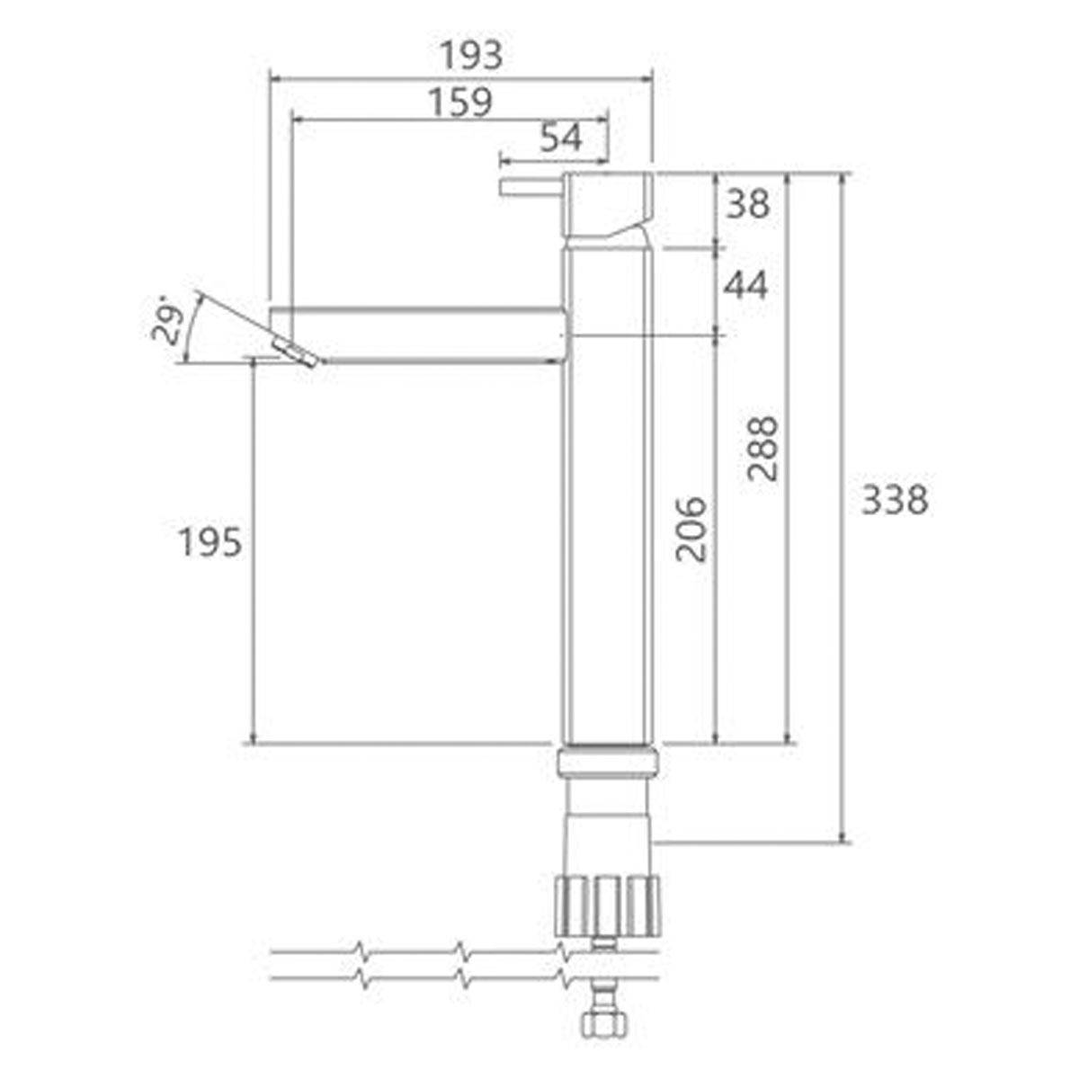 شیر روشویی پایه بلند یونیک کروم مات شودر