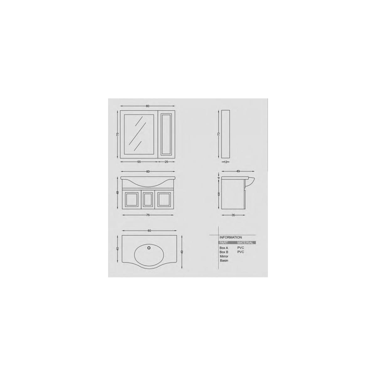 کابینت روشویی دیواری 9036 سفید ویستا فیورنزا