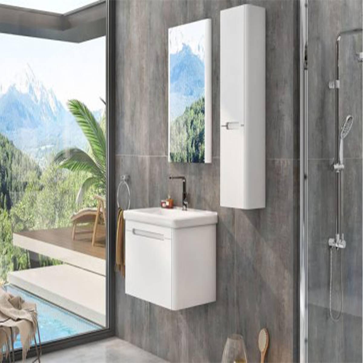 کابینت روشویی دیواری 9047 سفید فیورنزا