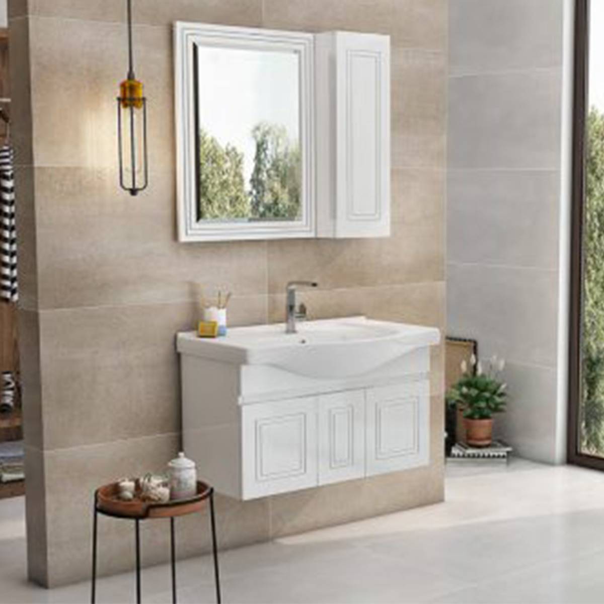 کابینت روشویی دیواری 9036 سفید ویستا فیورنزا