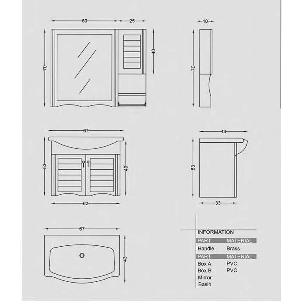 کابینت روشویی دیواری 9040 سفید رتینا فیورنزا