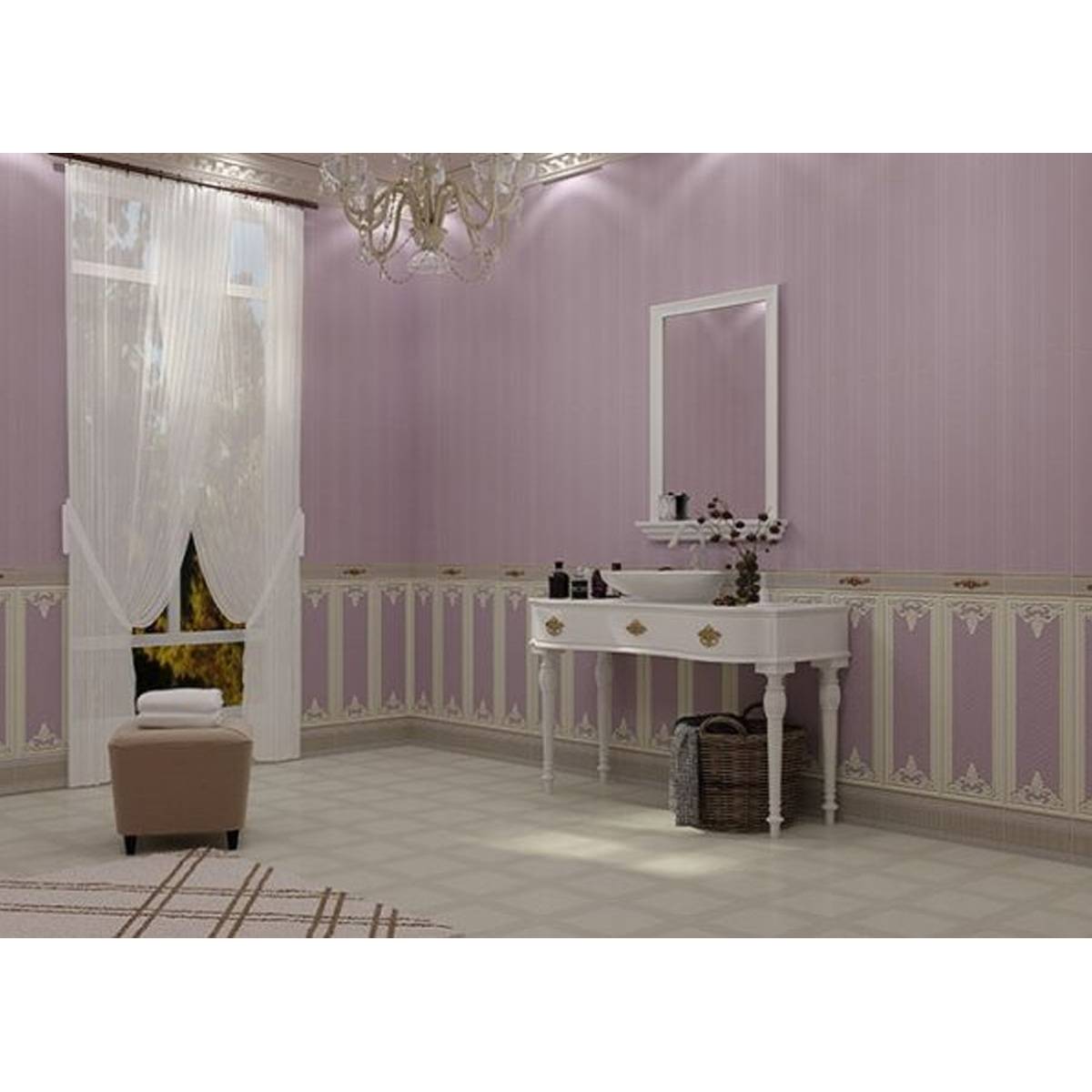 کاشی دکور قالبدار رزالین صورتی تبریز