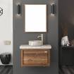 کابینت روشویی دیواری فول ست طرح چوب و طوسی فیورنزا
