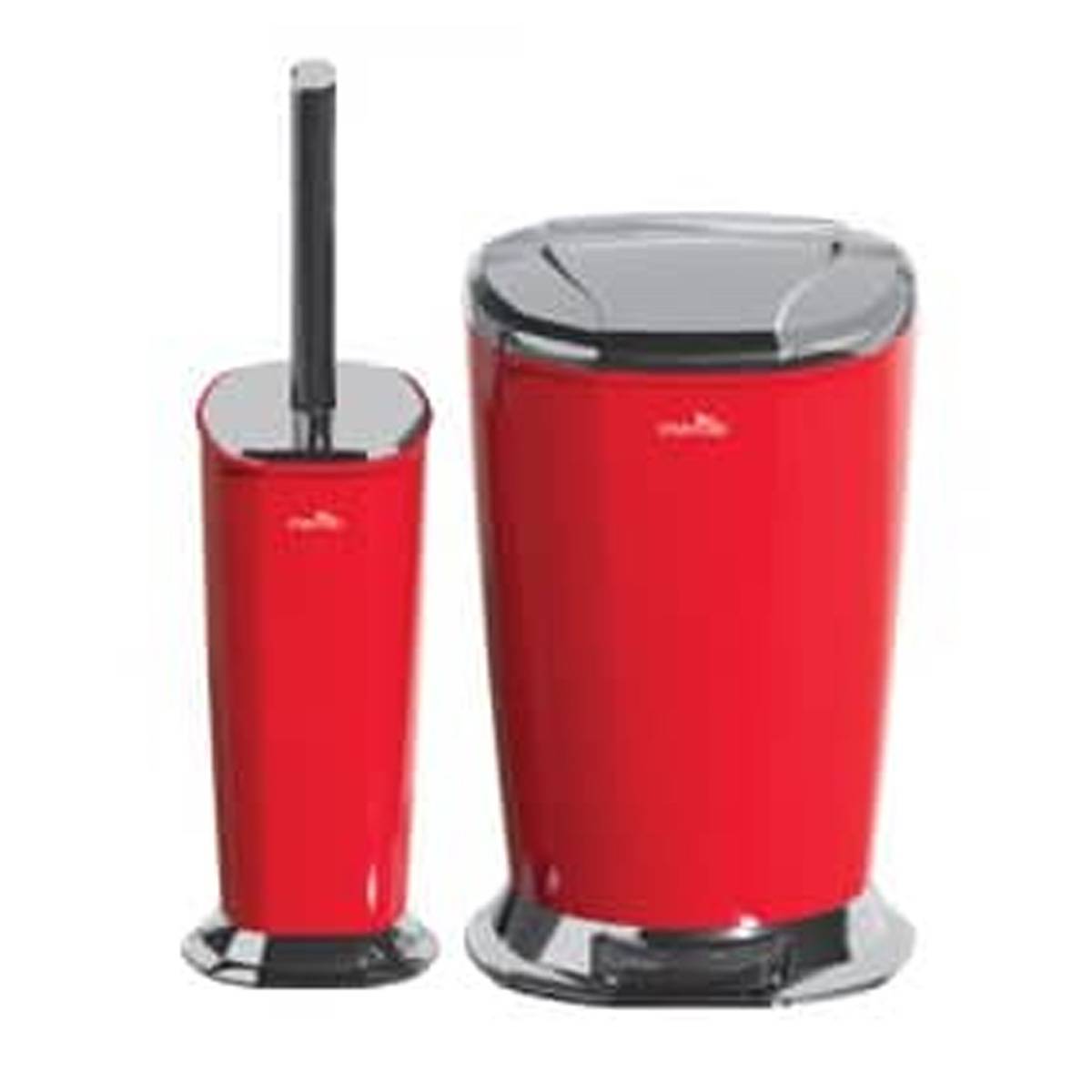 سطل و برس توالت ونیز قرمز کروم ایمن آب