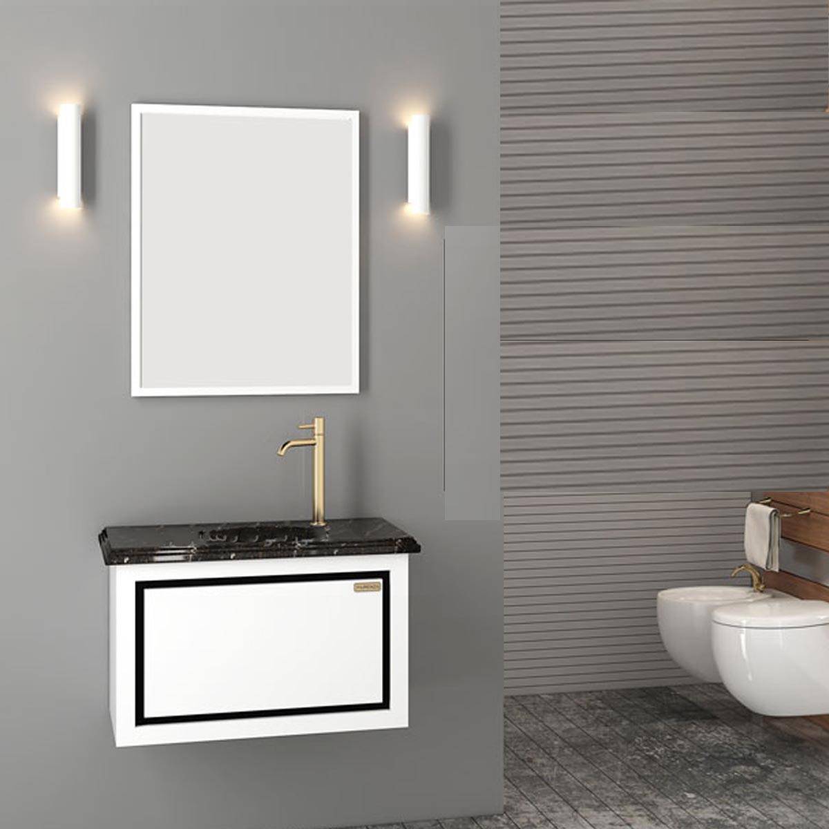 کابینت روشویی مشکی طلایی سفید گلدن بلک فیورنزا