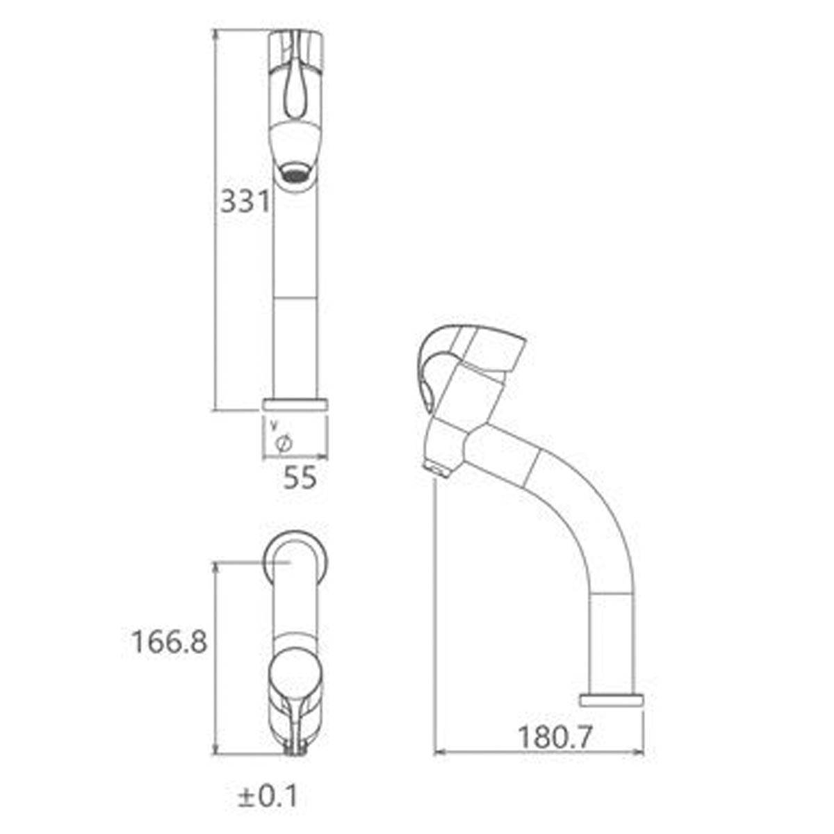 شیر روشویی پایه بلند دانته کروم شودر