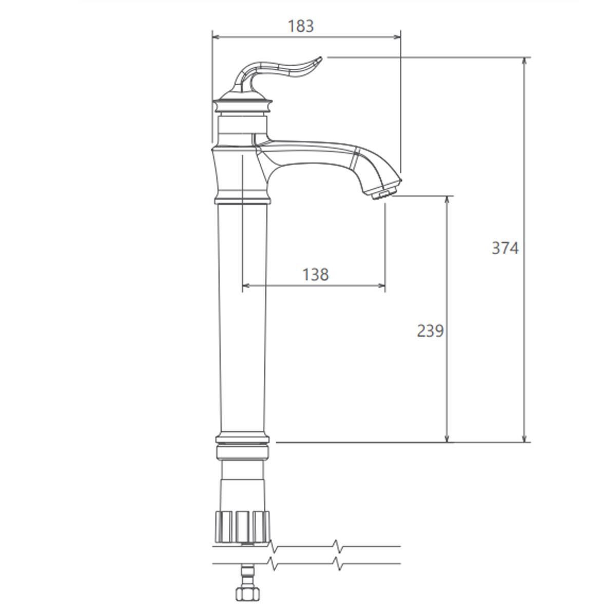 شیر روشویی پایه بلند لوکا شیری طلایی شودر