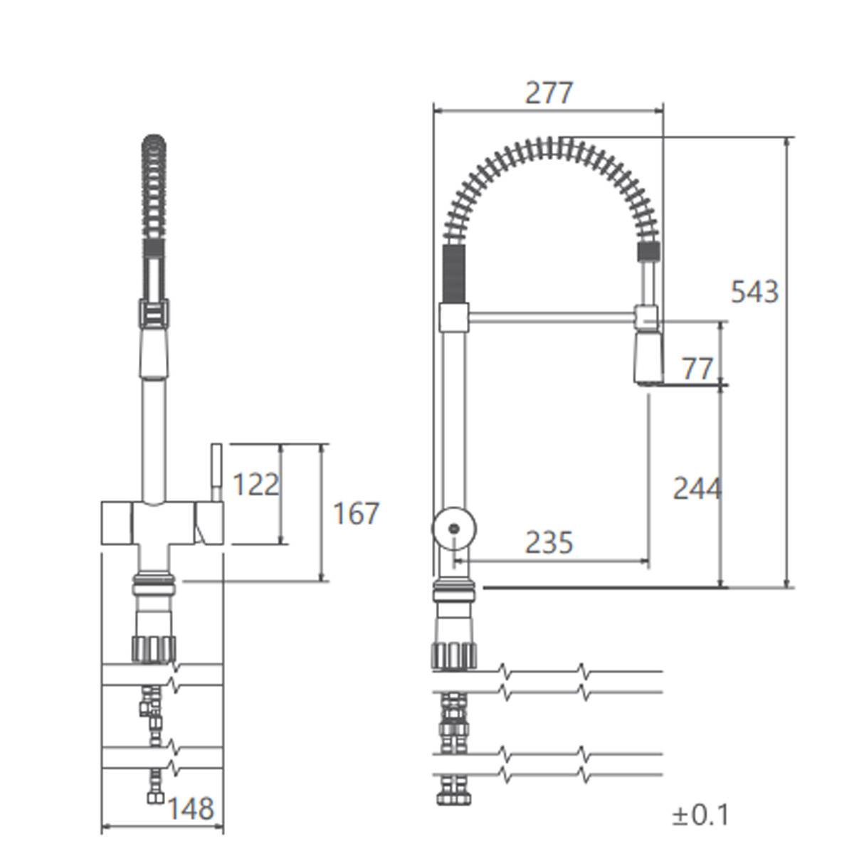 شیر آشپزخانه دو منظوره آلستر فنری کروم شودر