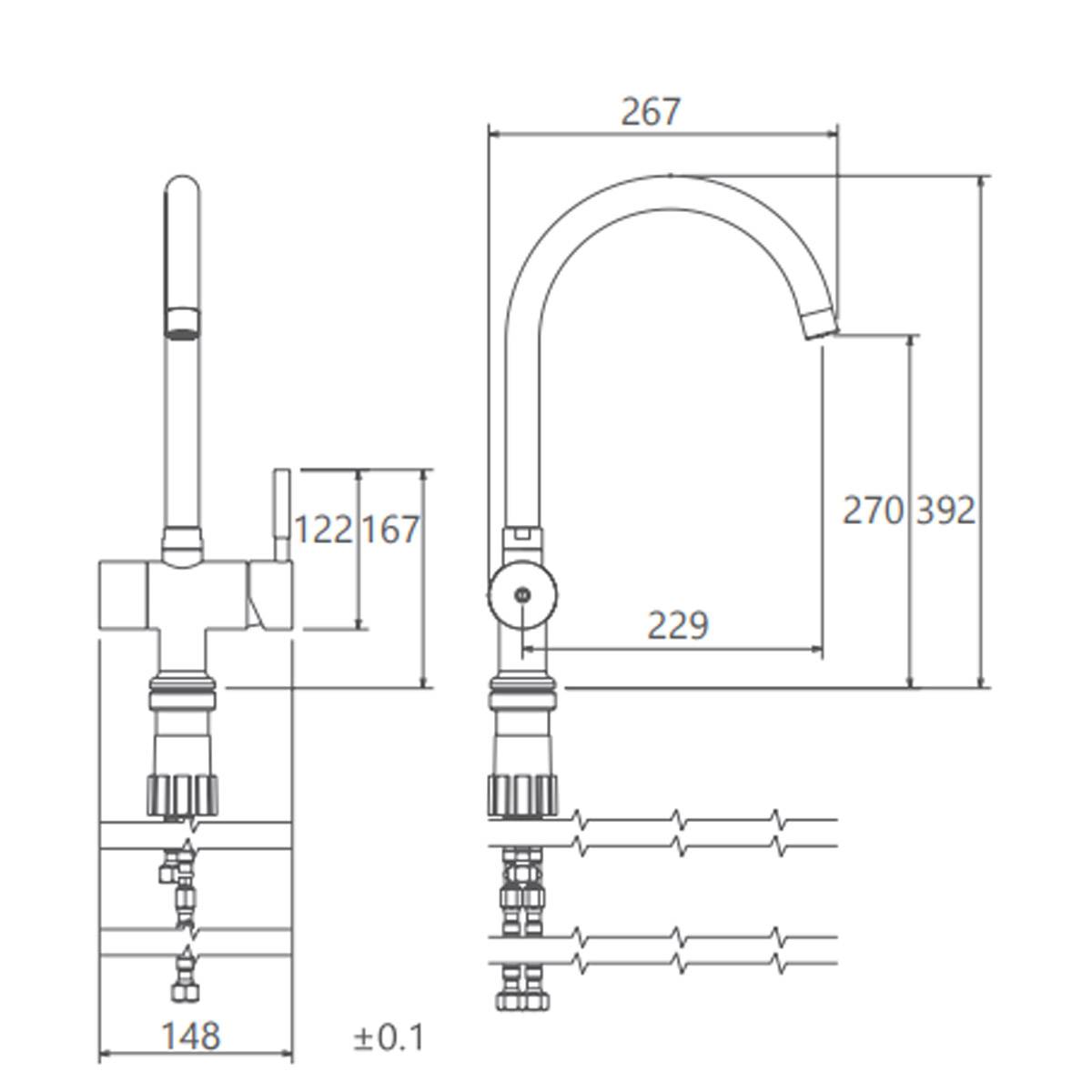 شیر آشپزخانه دو منظوره آلستر کروم مات شودر