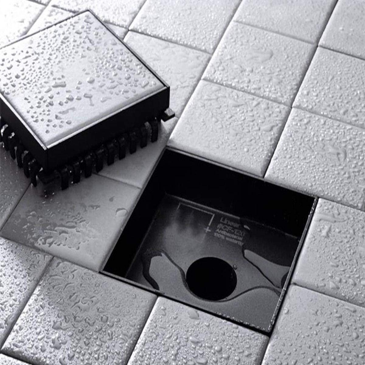 کفشوی سرامیک خور مربعی مشکی مات استیل آرپا