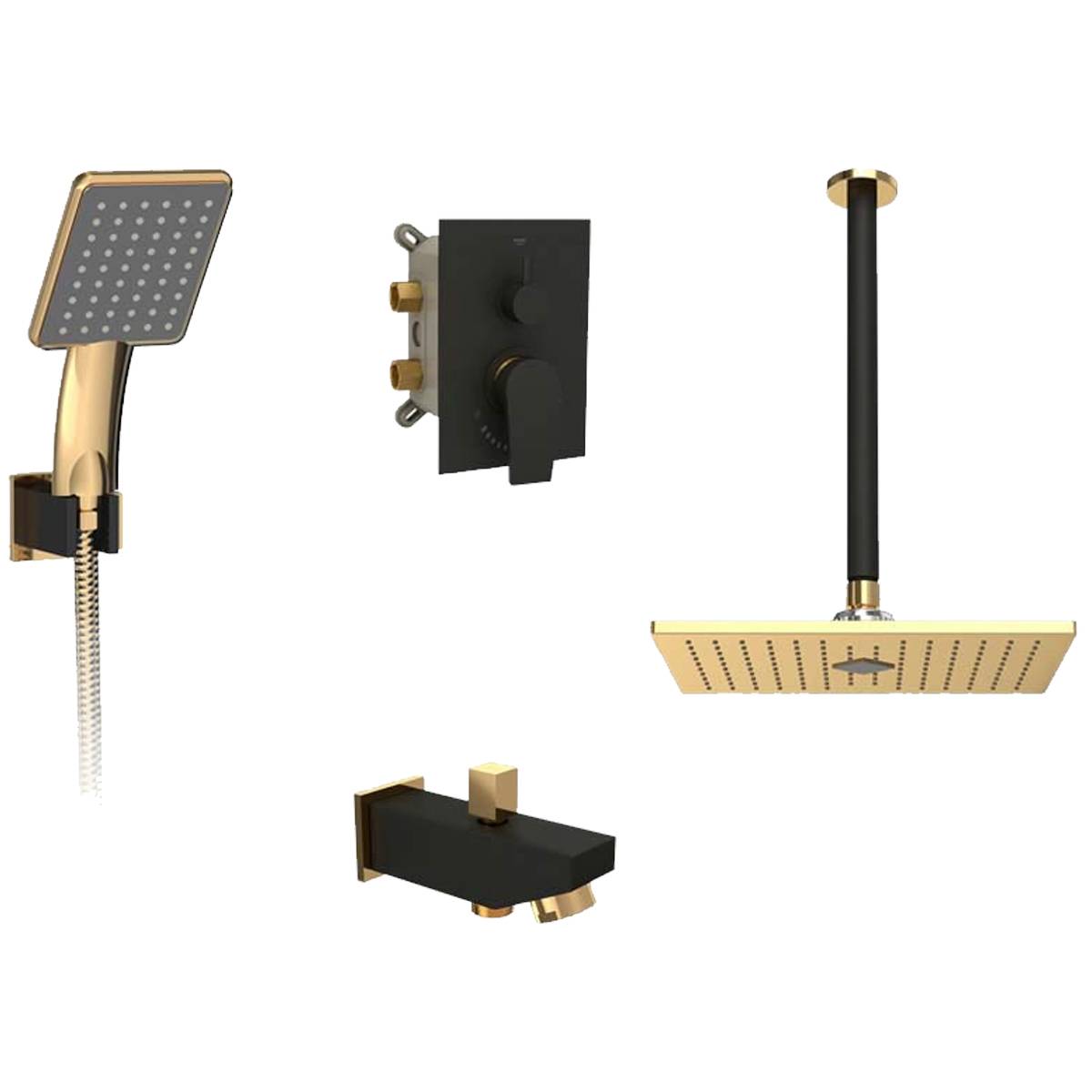 شیر حمام توکار رومر مشکی طلایی شودر