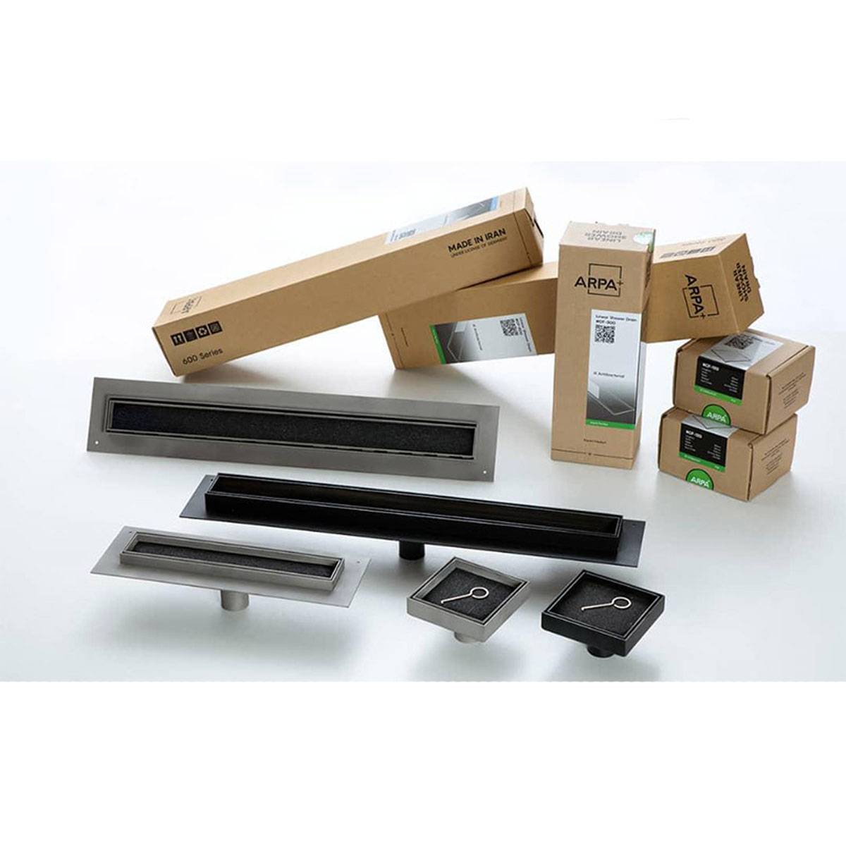 کفشوی سرامیک خور خطی استیل مشکی مات آرپا
