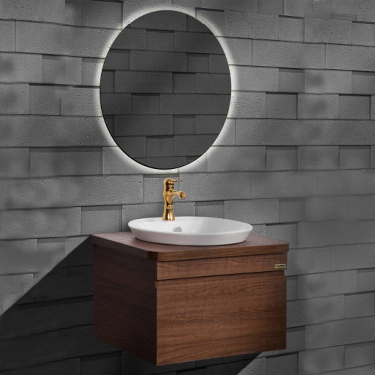 کابینت روشویی اورینتال سفید قهوه ای لمون