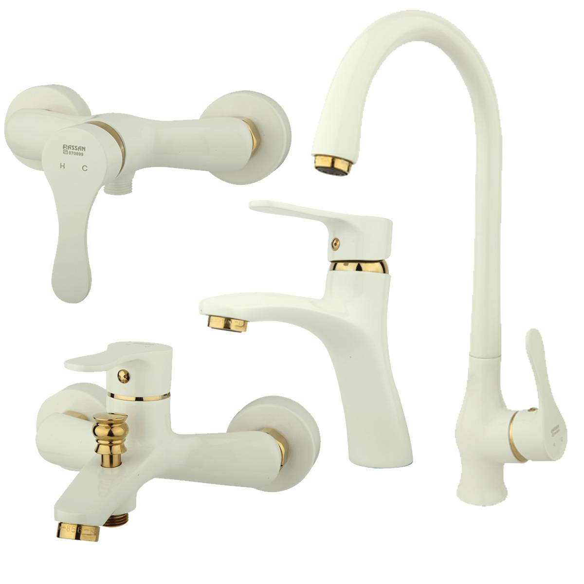 ست شیرآلات صدف شیری طلایی راسان