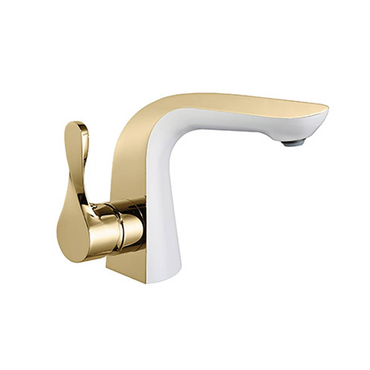 شیر روشویی پایه کوتاه سفید طلایی آلپس آلپس