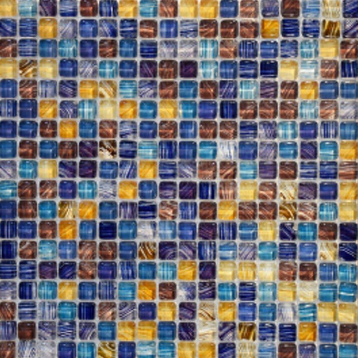 کاشی شیشه ای C6BL0204 آبی زرد روکارنو