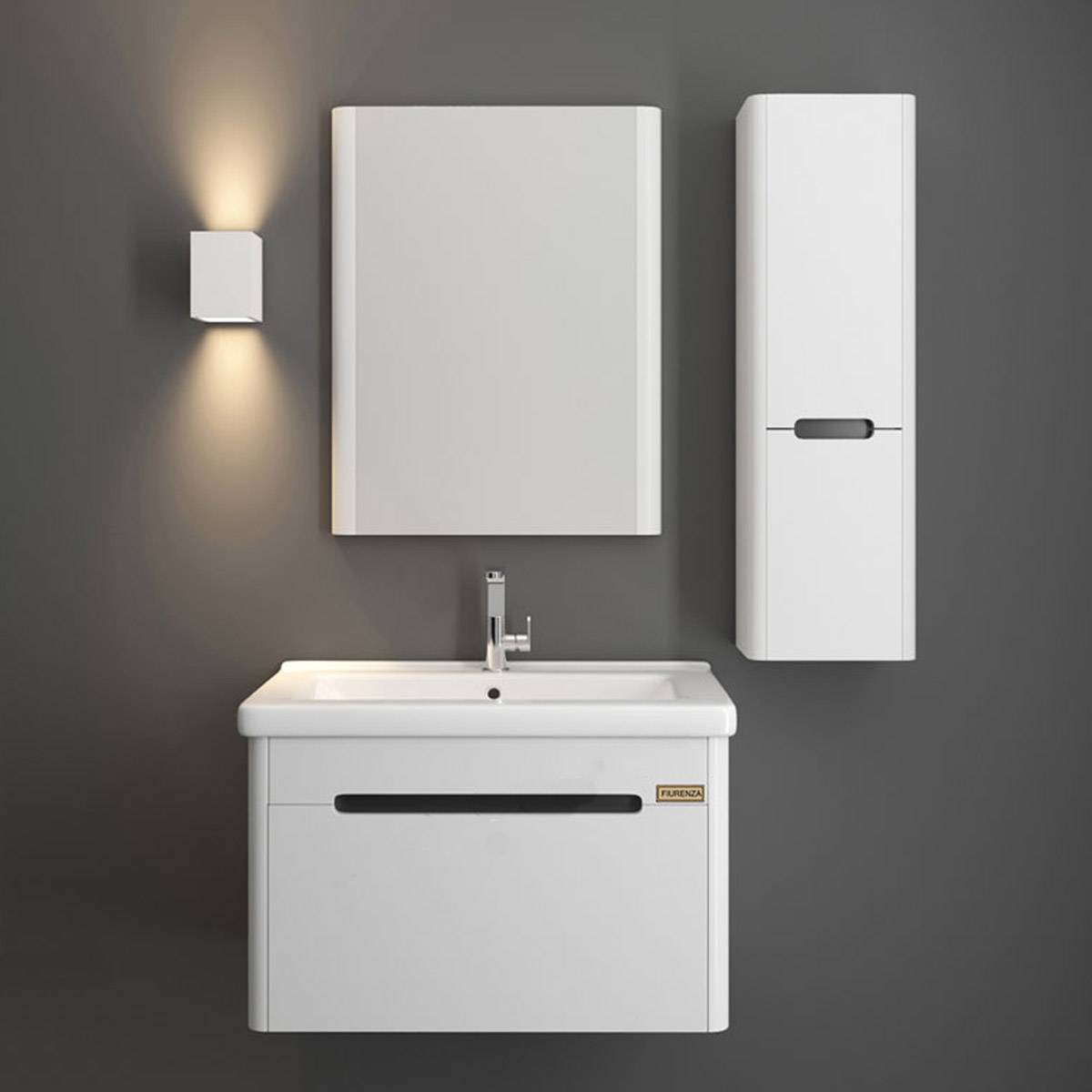 کابینت روشویی دیواری 9048 سفید خطی فیورنزا