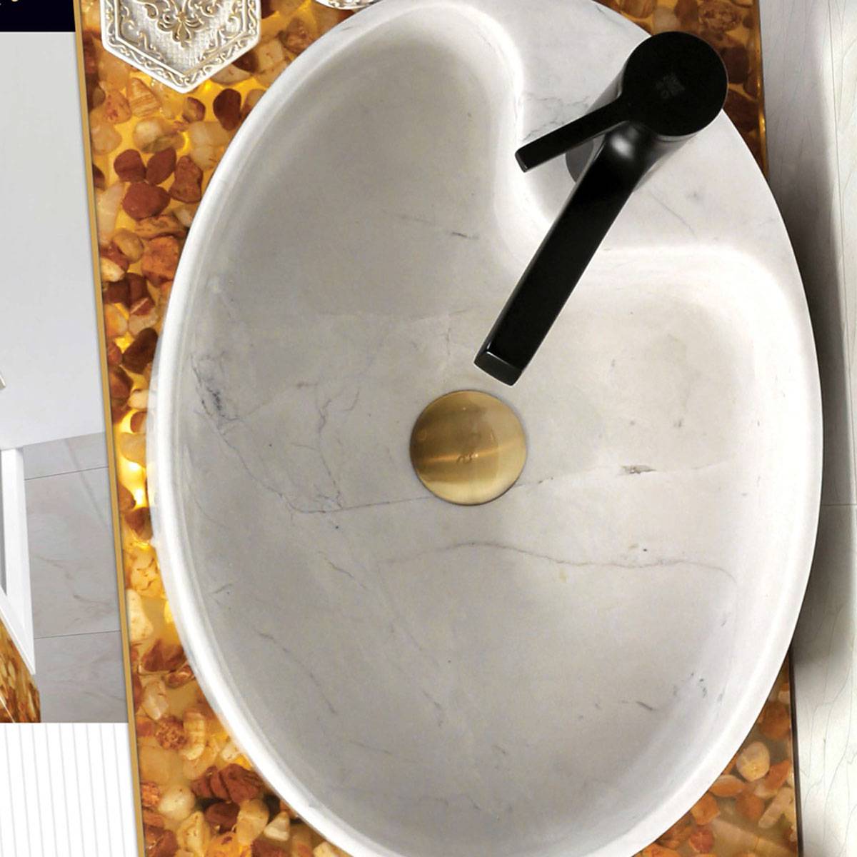 روشویی روکابینتی R3 سنگی مرالو