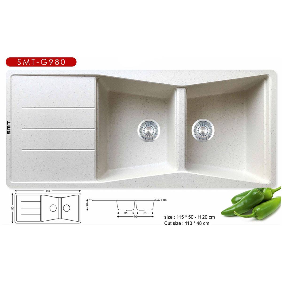 سینک گرانیتی توکار G980 کرم روشن اس ام تی