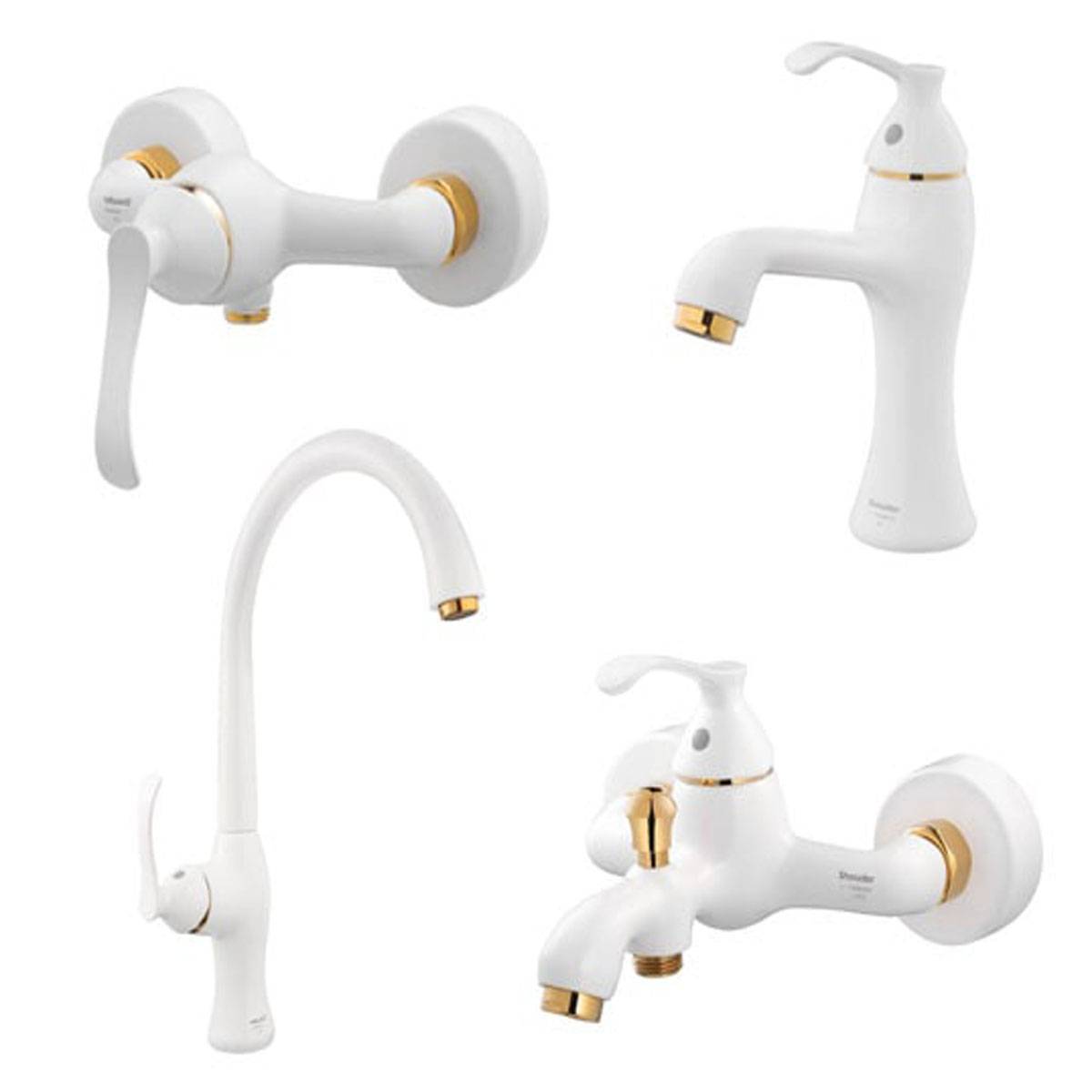 ست شیرآلات کلاسیک شیری طلایی شودر