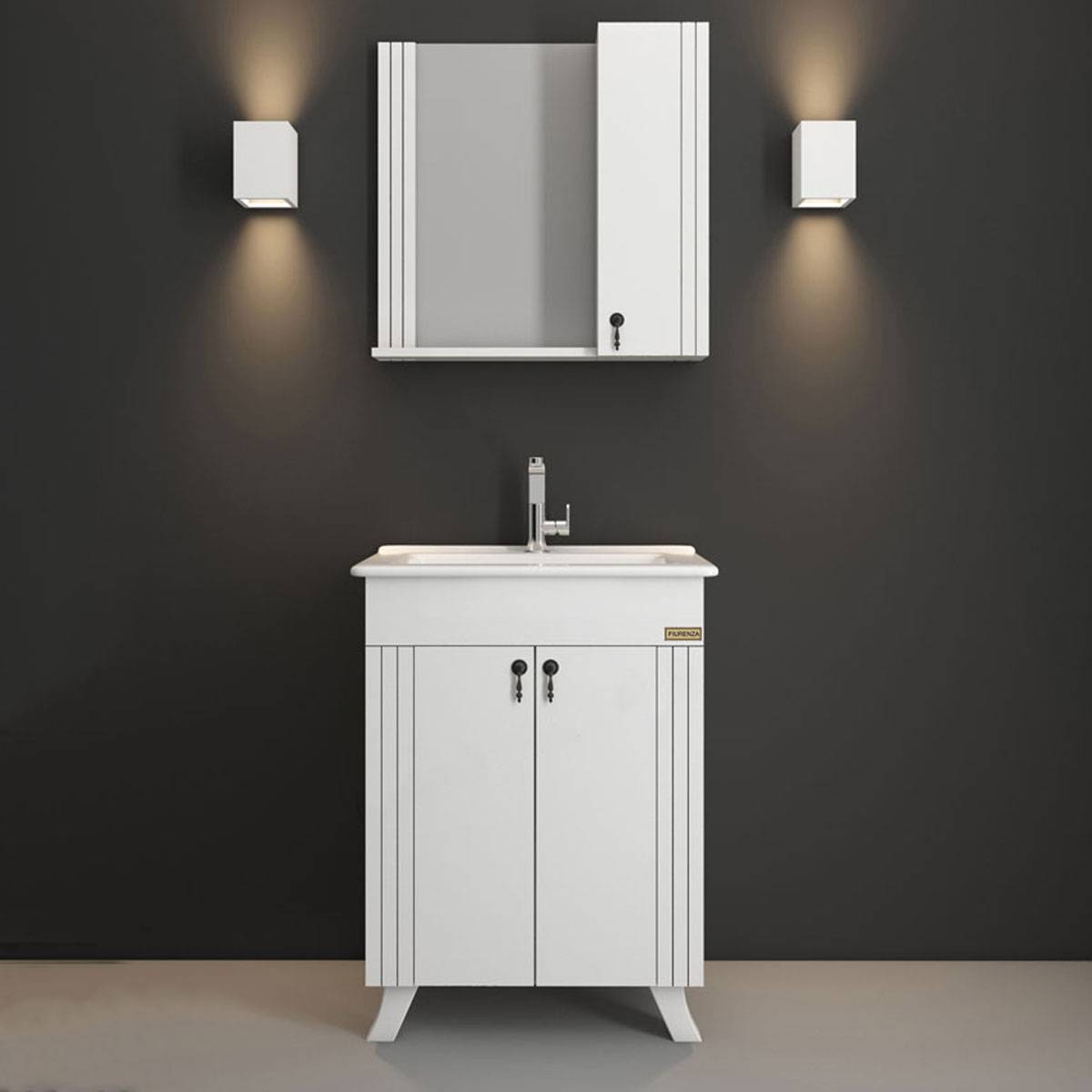 کابینت روشویی دیواری پایه دار 9029 سفید فیورنزا