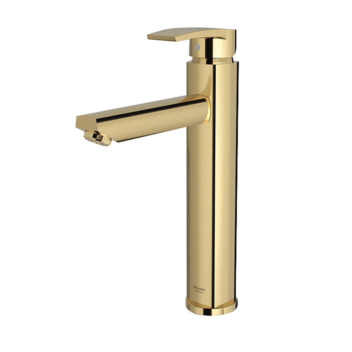 شیر روشویی پایه بلند یونیک پلاس طلایی شودر