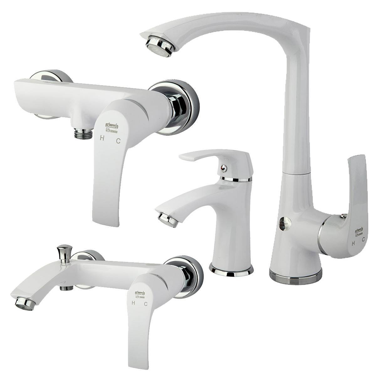 ست شیرآلات لوتوس سفید راسان