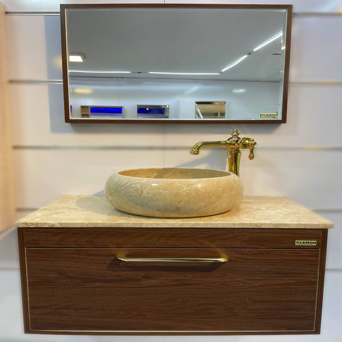 کابینت روشویی مارتا کرم قهوه ای لمون