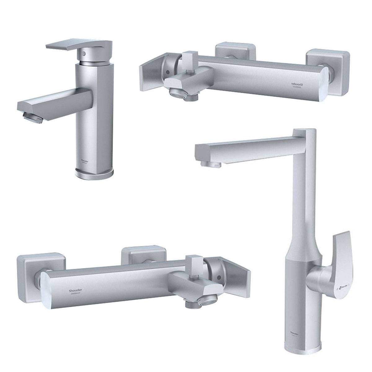 ست شیرآلات یونیک پلاس کروم مات شودر