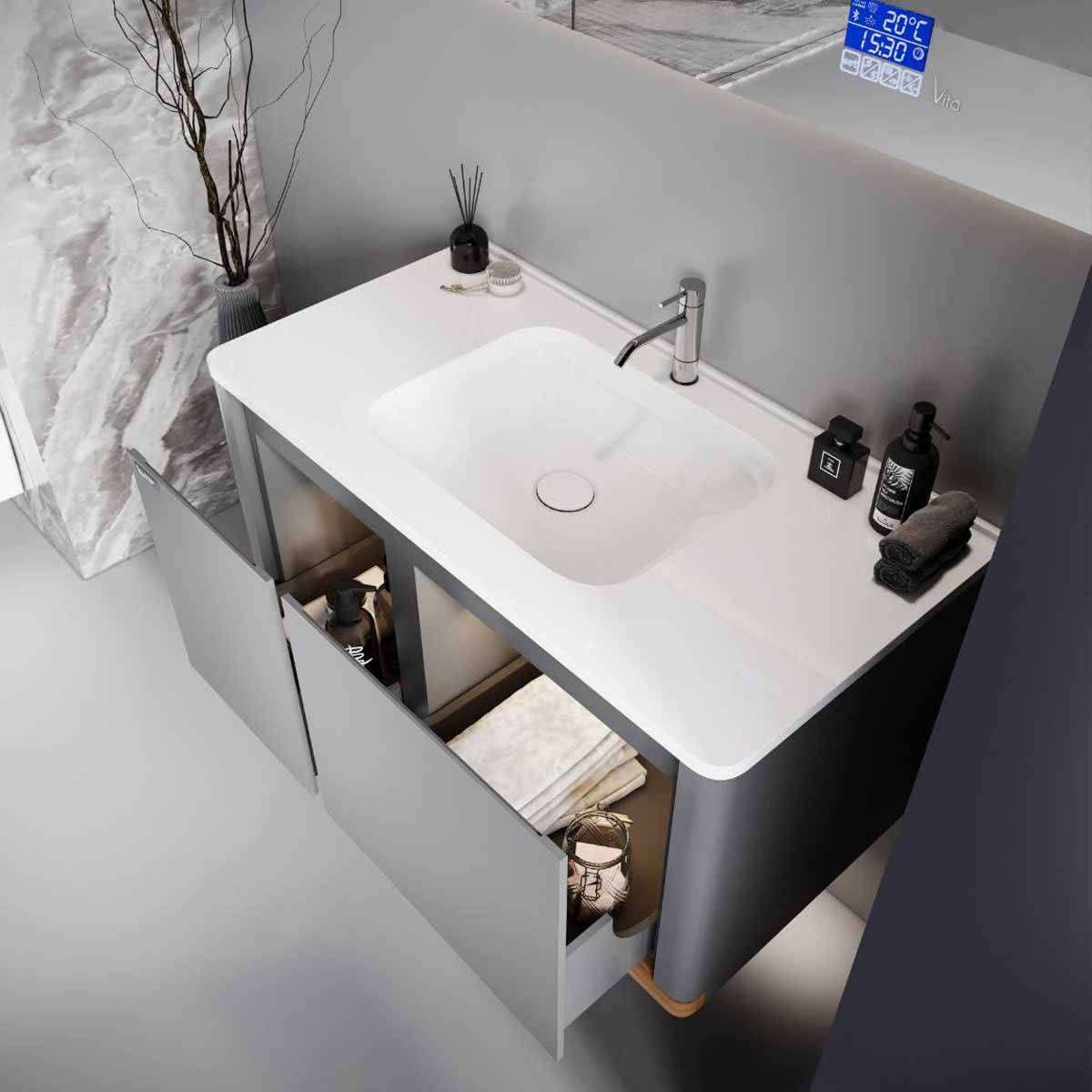 کابینت روشویی 3068 سفید طوسی ویتا