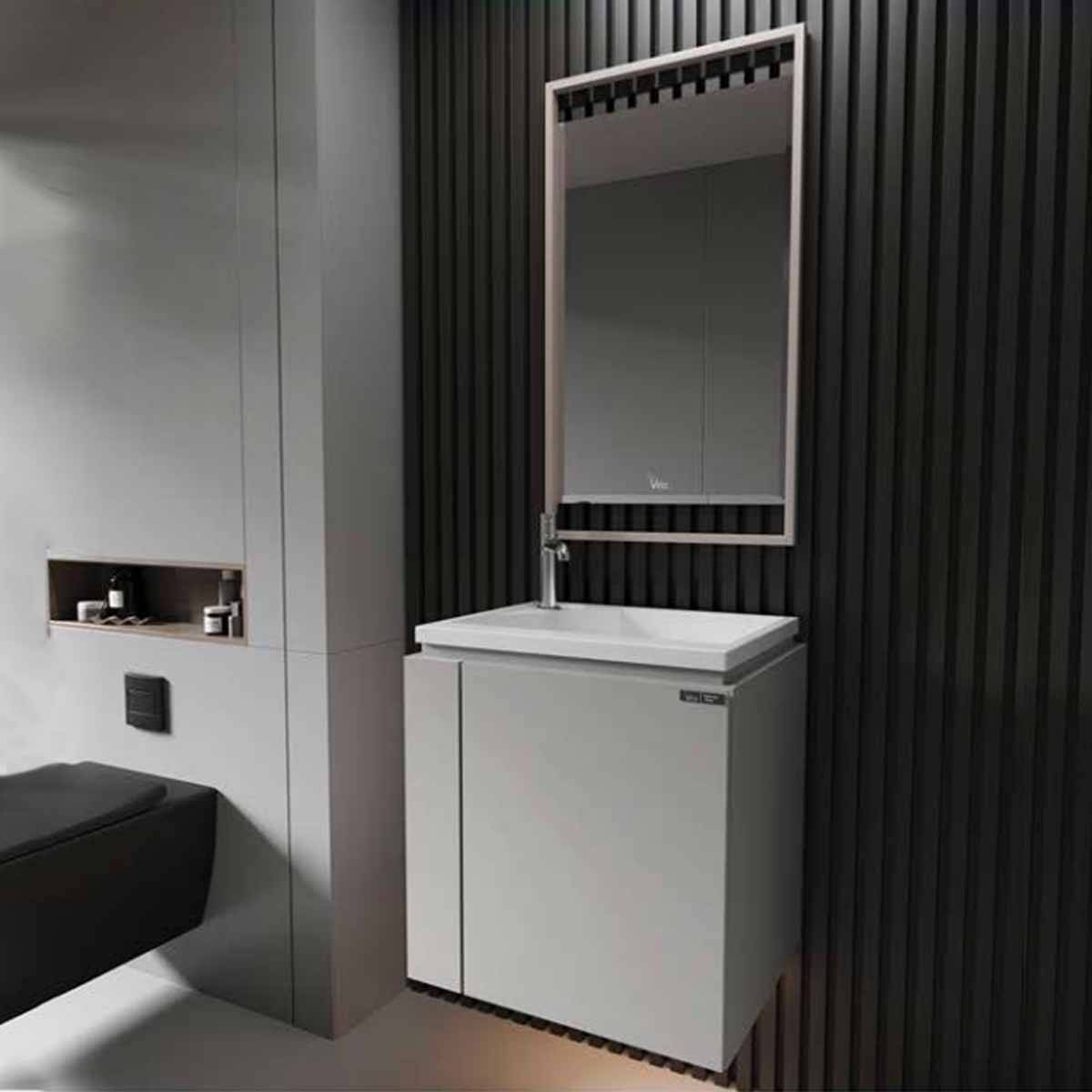 کابینت روشویی 3080 سفید طوسی ویتا