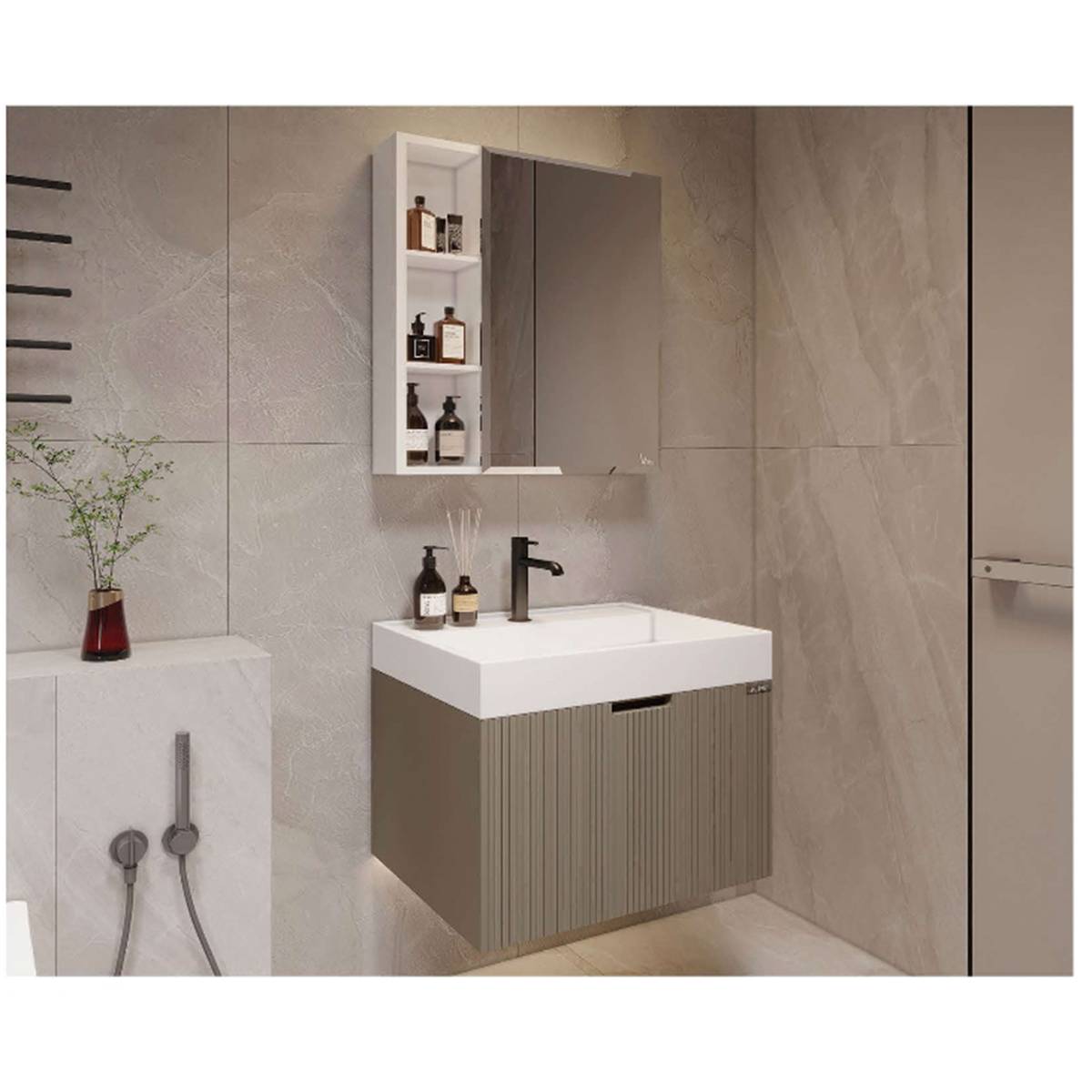 کابینت روشویی 3085 کرم طوسی ویتا