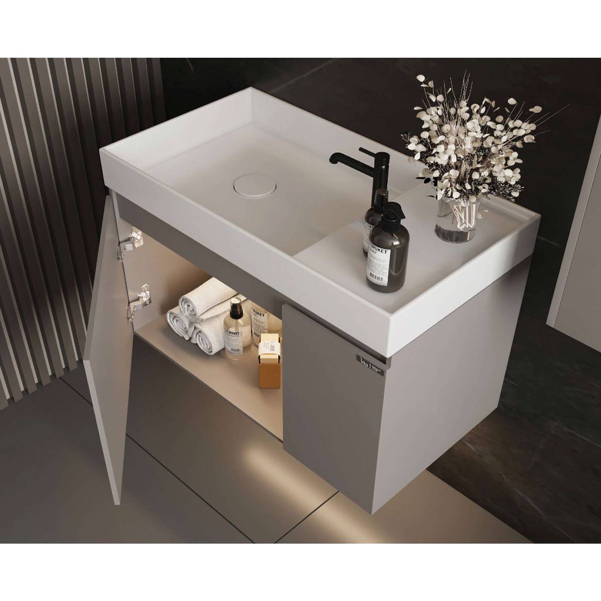 کابینت روشویی 3087 سفید طوسی ویتا