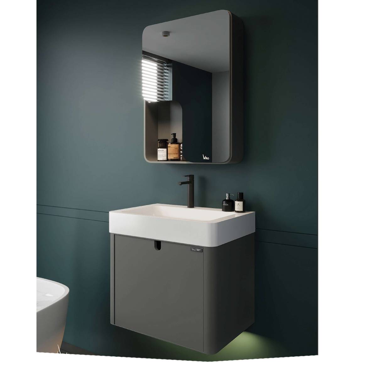 کابینت روشویی 3097 سفید طوسی ویتا