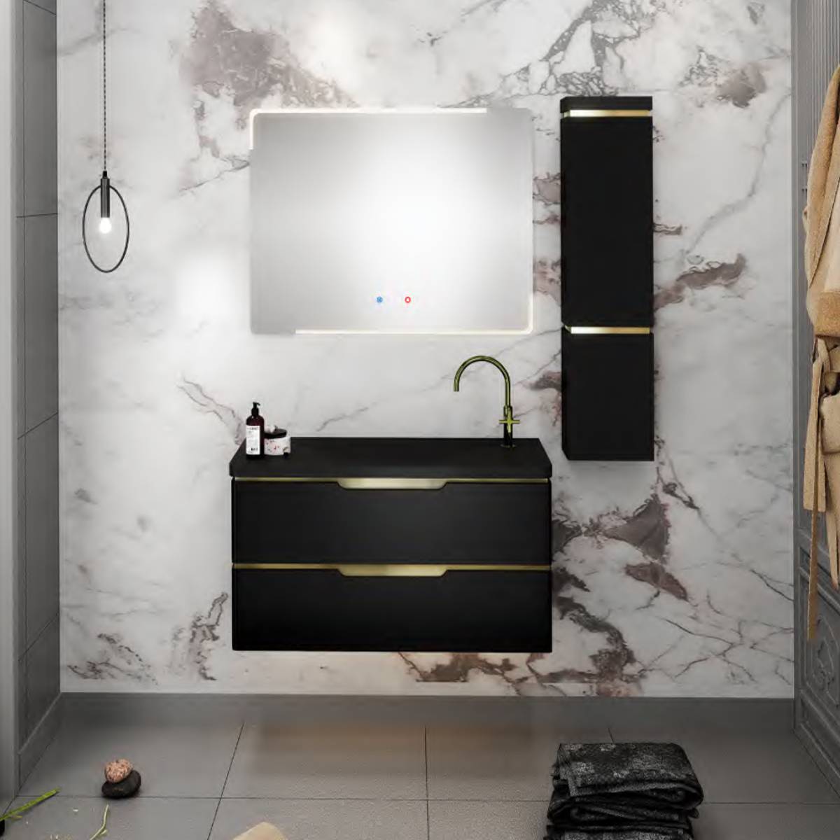 کابینت روشویی دیواری 601A مشکی لوکس کابین