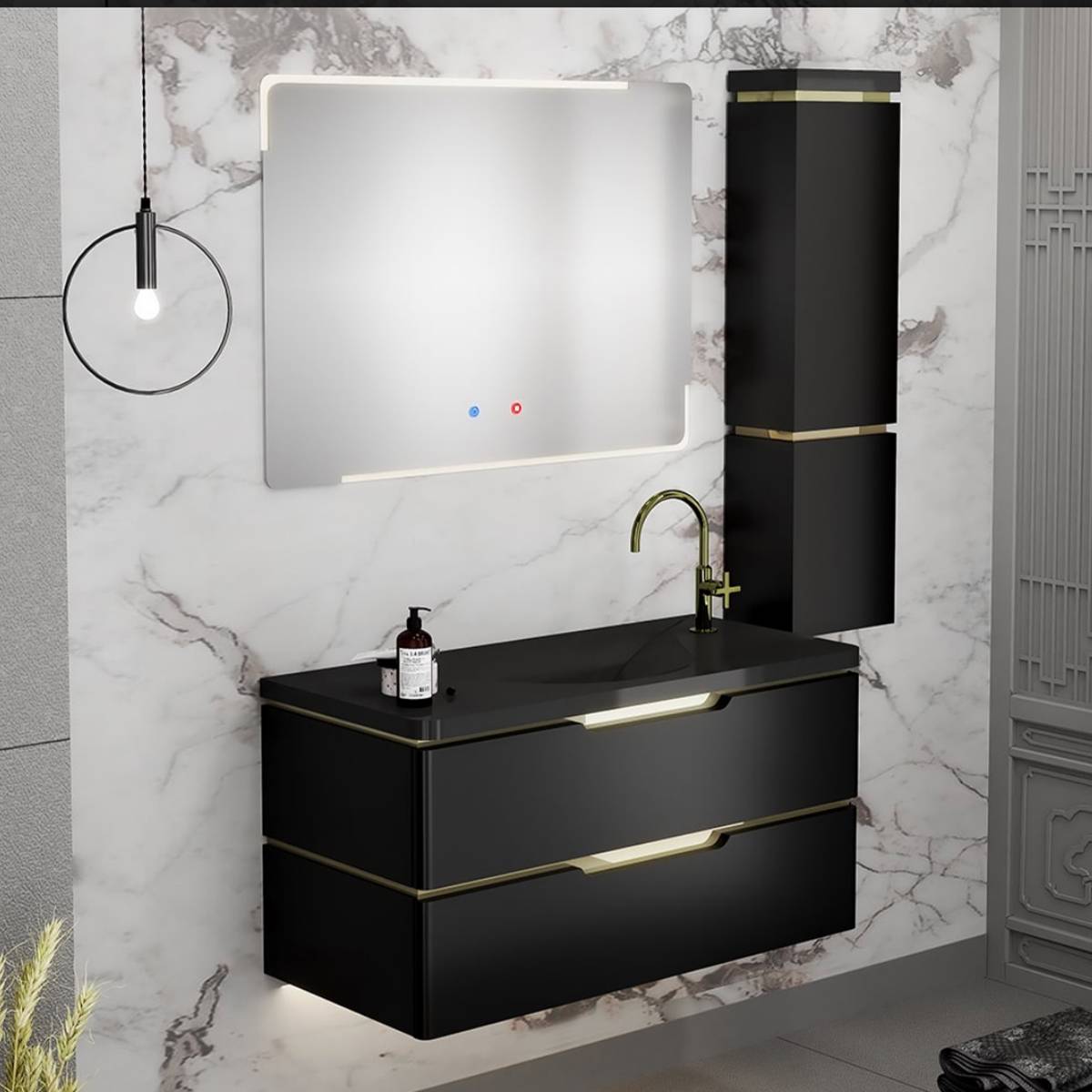کابینت روشویی دیواری 601A مشکی لوکس کابین