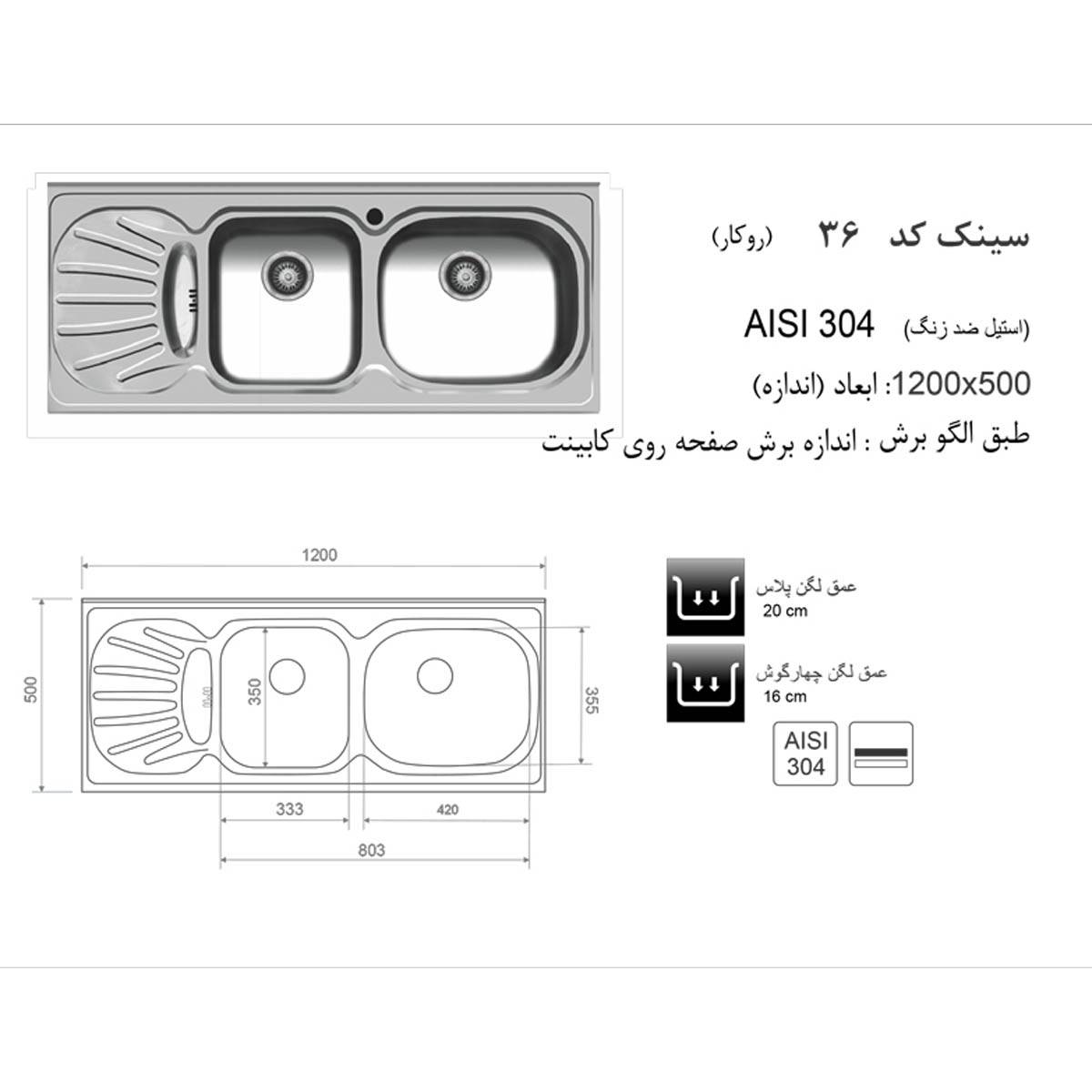 سینک روکار 36 اخوان