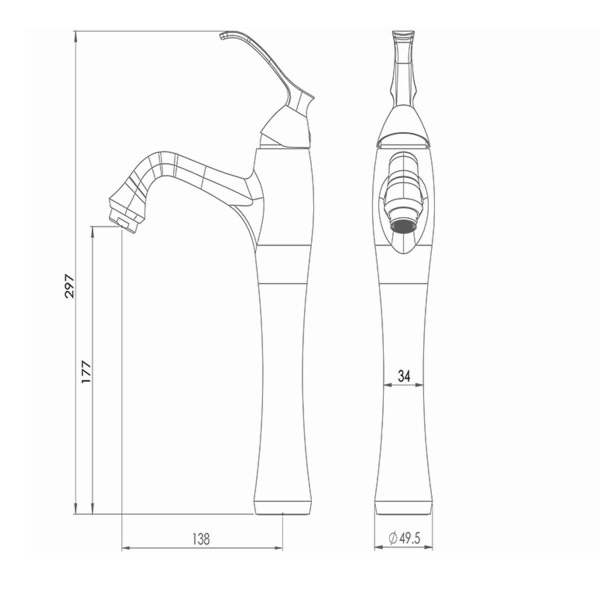 شیر روشویی پایه بلند کلاسیک طلایی شودر