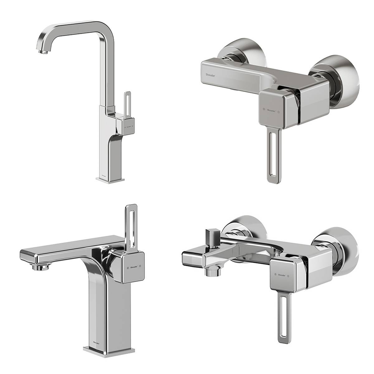 ست شیرآلات میشل کروم مات شودر