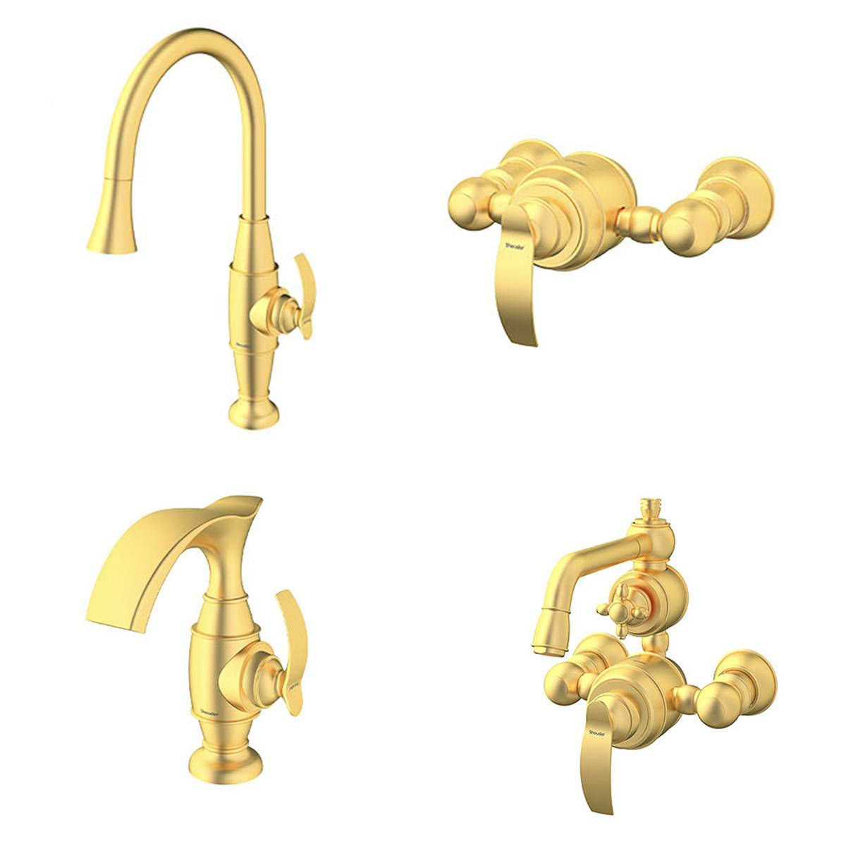 ست شیرآلات گلوریس طلایی مات شودر