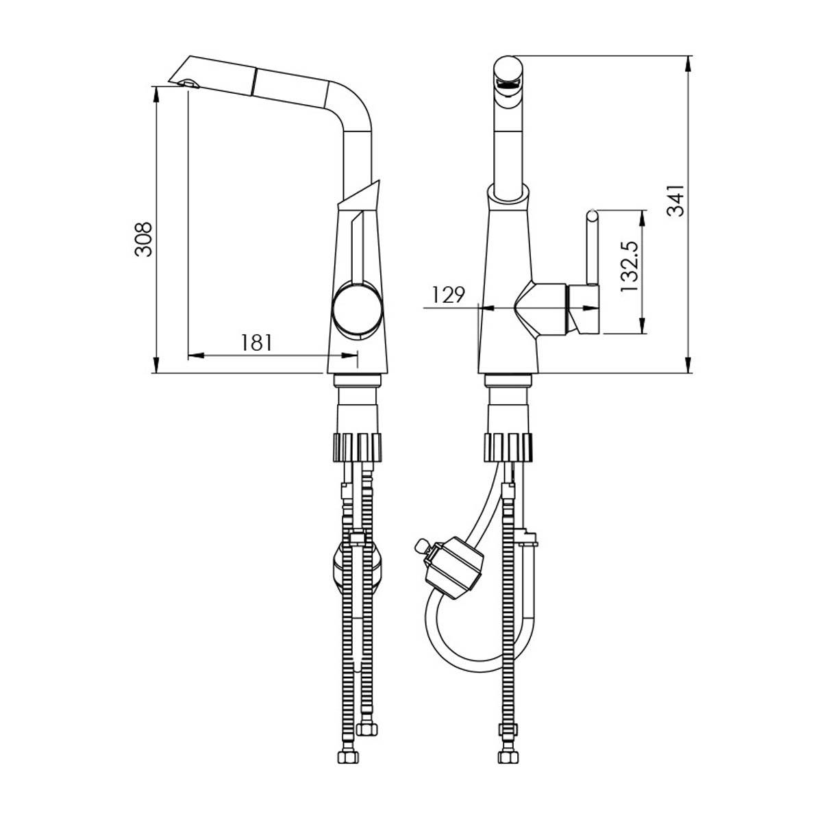 شیر آشپزخانه شاوری آکسل کروم قرمز شودر